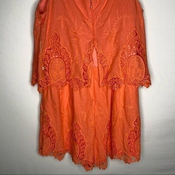 Red Saks Fifth Avenue Pink Eyelet Lace Crochet Sleeveless Romper XS - Picture 7 of 9